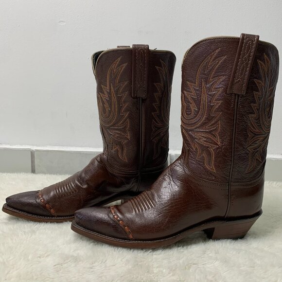 Lucchese Other - Lucchese 1883 Men's Brown Leather Lizard Western Cowboy Boots Size 9
